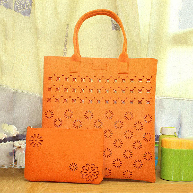 2 hissəli çanta dəsti oyuq dizaynlı kirpik paketi toxunmamış keçə çantası qadın əl çantası